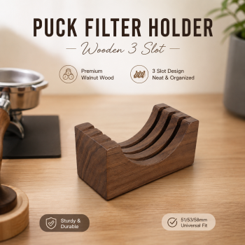 ELPINIS Puck Filter Screen Rak Rack Holder Bracket Wooden Stand - 3 Slot Brown