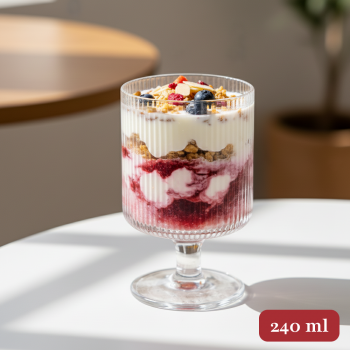 Dozzlor Gelas Kaca Aesthetic Pudding Vertical Stripe Glass 240ml - KT010