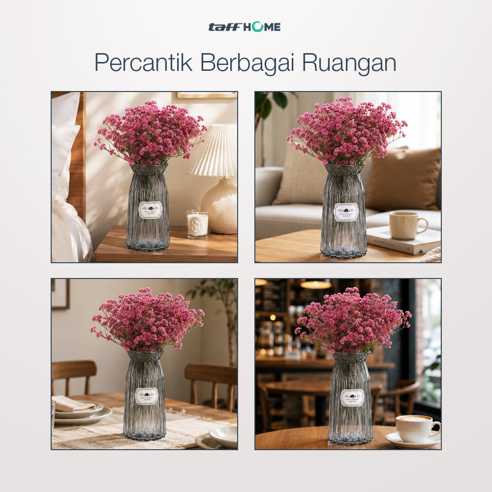 Gambar produk TaffHOME Vas Bunga Kaca Estetik Nordic Ribbon Flower Vase - BT-65 - 5