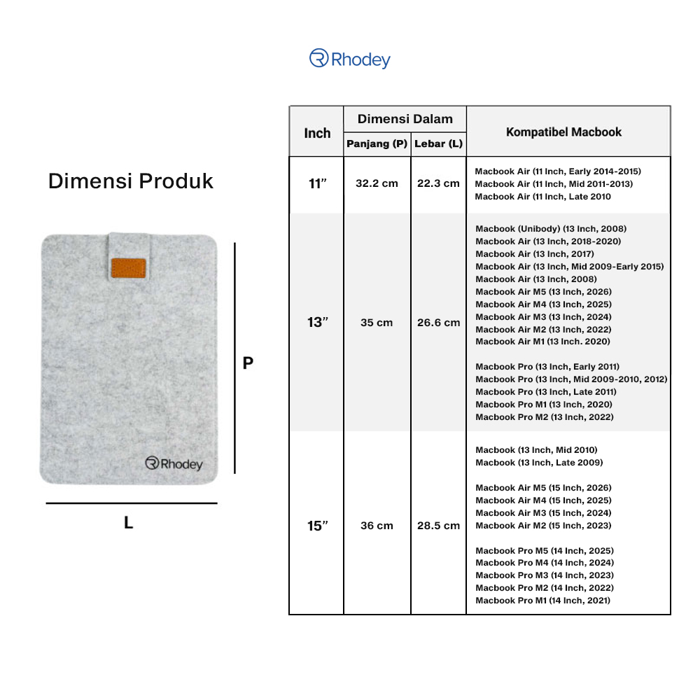 Gambar produk Rhodey Sleeve Laptop Felt Soft Case Protection Cover 11 Inch - 8