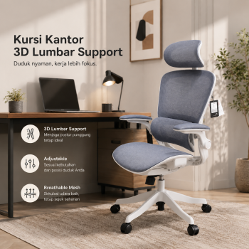 HBADA Kursi Kantor Office Chair 3D Lumbar Support Flexible Armrest - P2 Pro