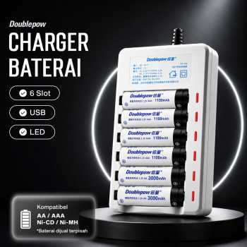 Doublepow Charger Baterai 6 Slot AA AAA Ni-MH Ni-CD with LED - DP-U06
