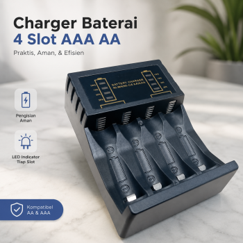 Taffware Charger Baterai 4 Slot AAA AA Ni-MH Ni-CD with Power Display - PJ-N4008