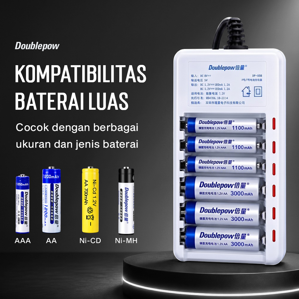 Gambar produk Doublepow Charger Baterai 6 Slot AA AAA Ni-MH Ni-CD with LED - DP-U06 - 3