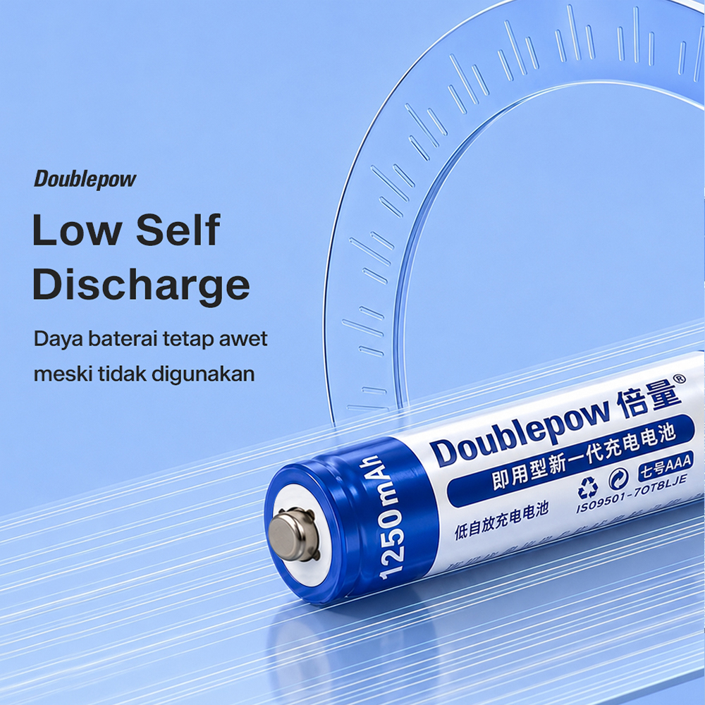 Gambar produk Doublepow Baterai Isi Ulang AAA Ni-MH Button Top 1250mAh 1.2V 2 PCS - 4