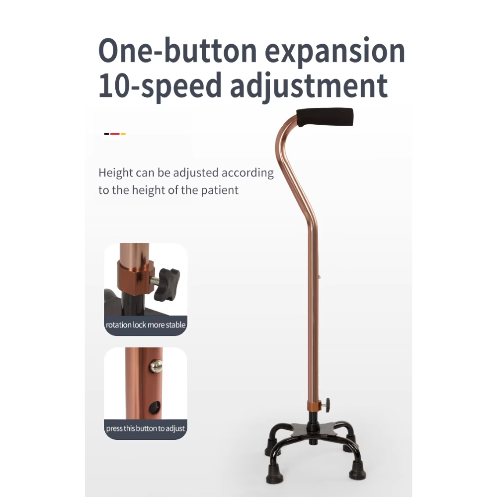 Gambar produk Maston Alat Bantu Tongkat Jalan Walking Cane Adjustable 10 Level 4 Leg - AL-012 - 1