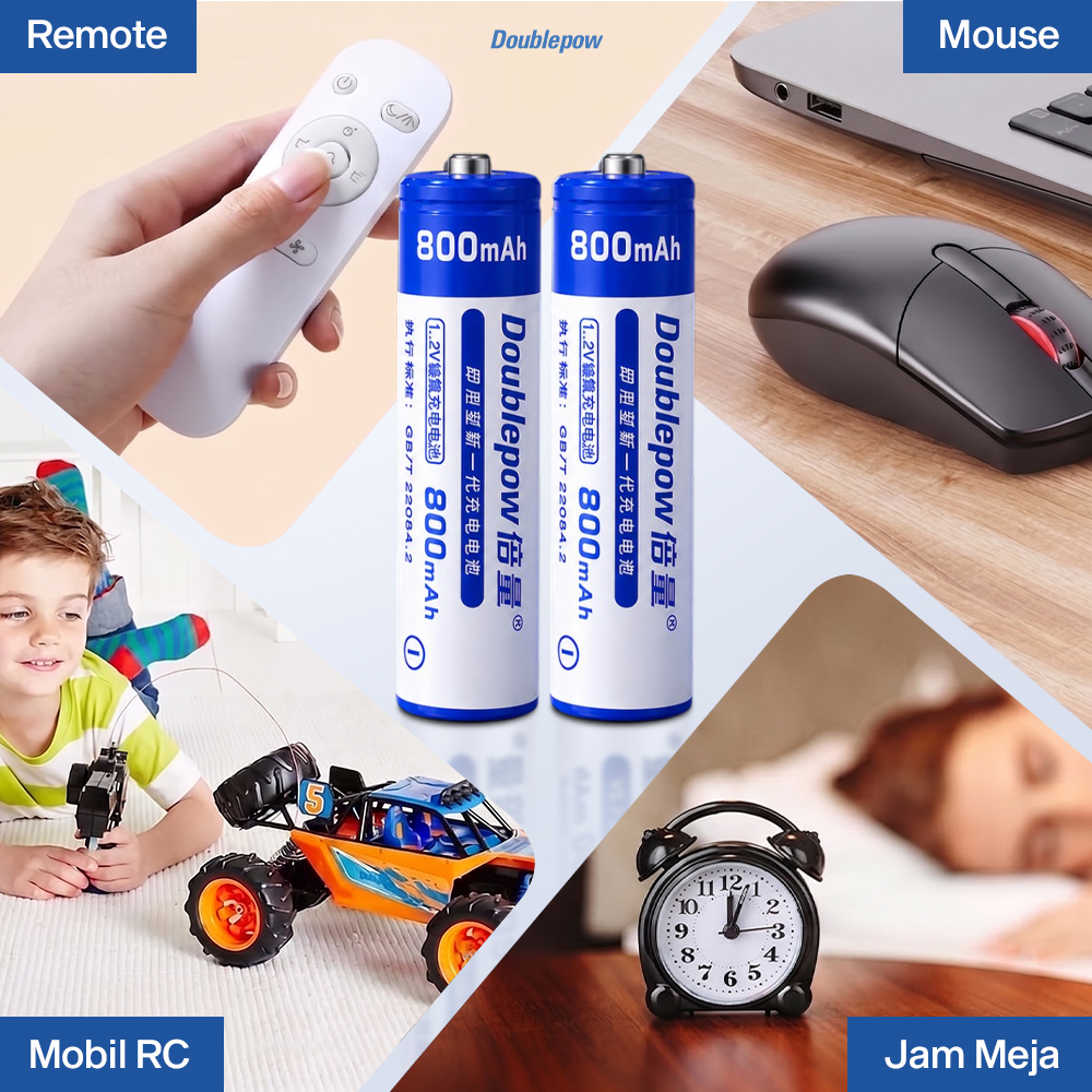Gambar produk Doublepow Baterai Isi Ulang AA Ni-MH Button Top 800 mAh 1.2V 2 PCS - 3