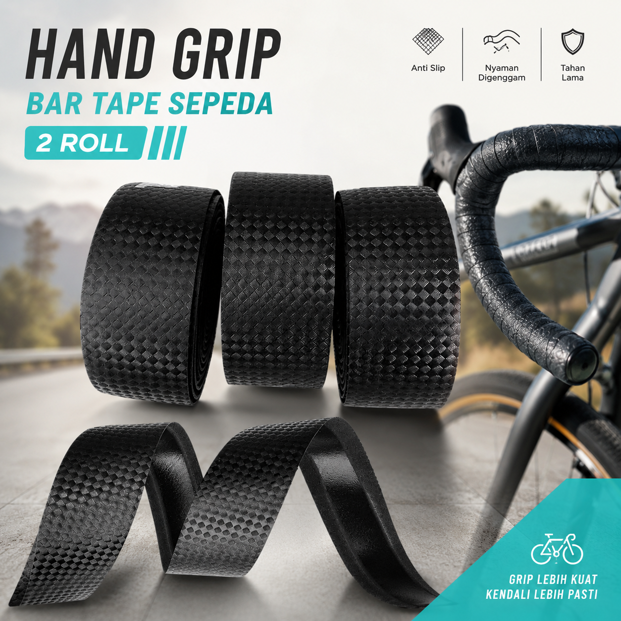 Gambar produk TaffSPORT Hand Grip Bar Tape Handlebar Sepeda Anti Slip 2 Roll - 70616 - Utama