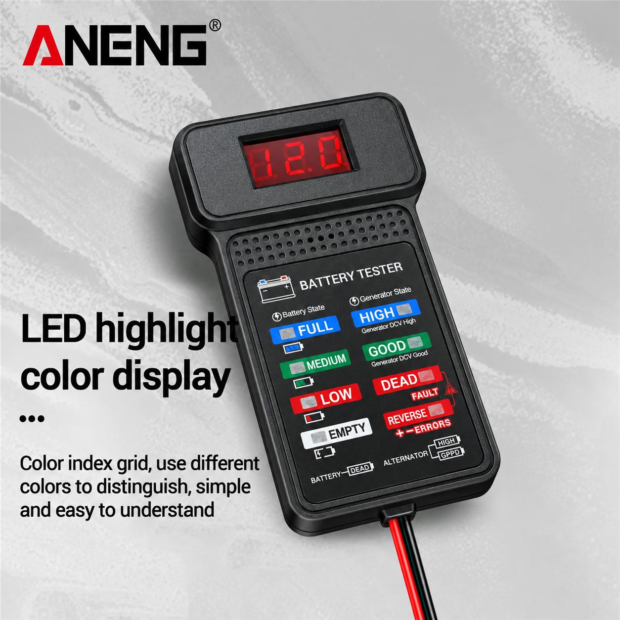 Gambar produk ANENG Tester Aki Mobil Digital Car Battery Indicator 12V with Clamp - BT172 - 2
