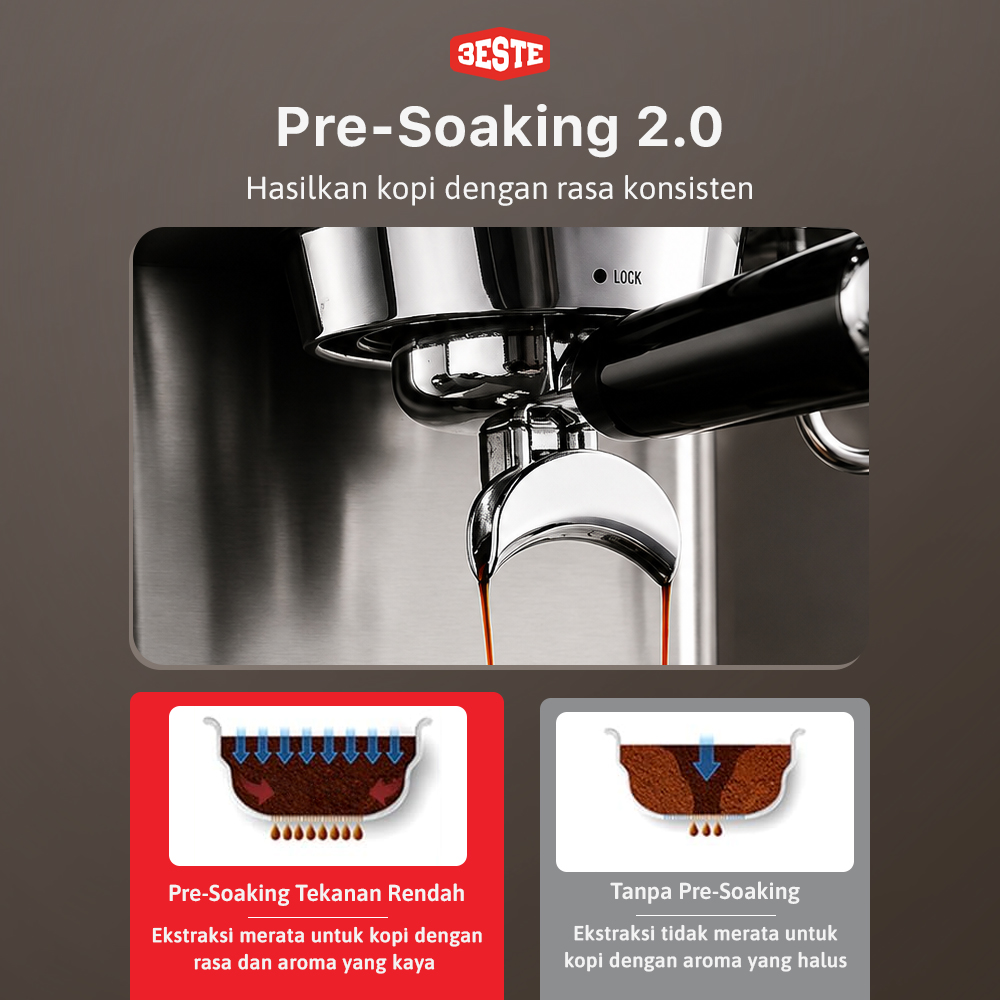 Gambar produk Trieste Mesin Kopi Espresso Coffee Maker Frothing 20 Bar 1.2L 1150 W - CM-601G - 1