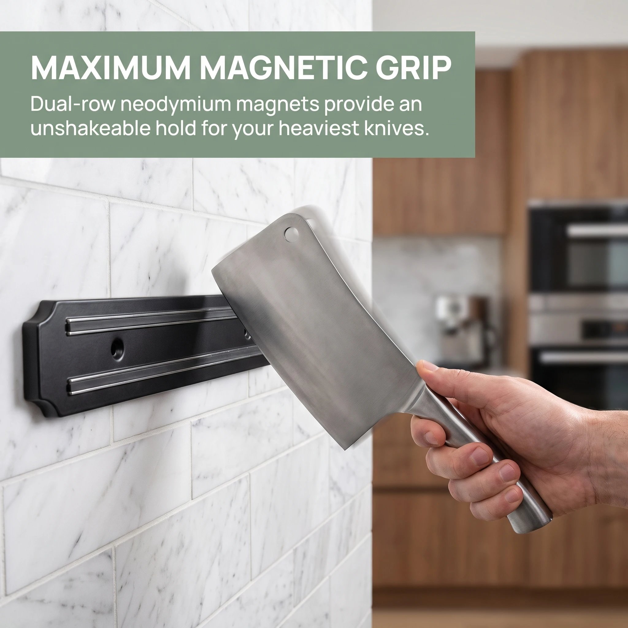 Gambar produk FITTO Rak Pisau Magnet Serbaguna Wall Mounted Magnetic Knife Holder 33cm - DS-100 - 1