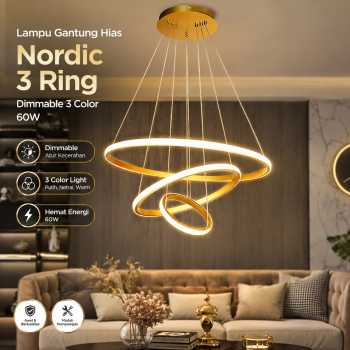 SINOMAN Lampu Gantung Hias Nordic 3 Ring Dimmable 3 Color 60W - SN-60
