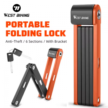 Gambar produk WEST BIKING Gembok Sepeda Foldable Alloy Steel with Bracket 80cm - WB-80