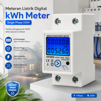 AIDEEPEN Meteran Listrik Digital Din Rail kWh Meter Single Phase 230V - DDS668