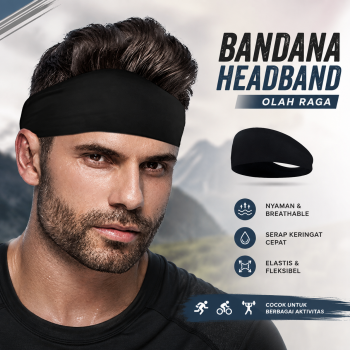 Gambar produk HappySport Bandana Headband Olahraga Elastic Sport Hairbands Yoga - A83