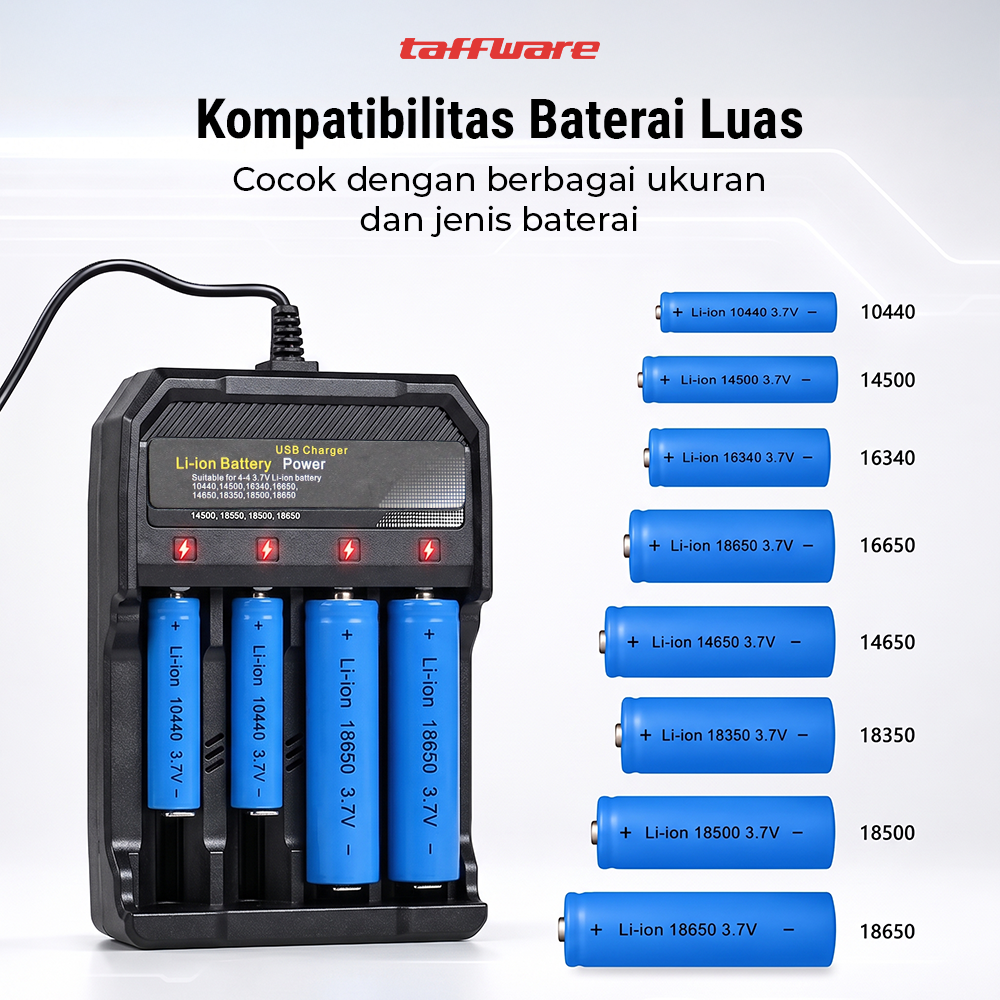 Gambar produk Taffware Charger Baterai 4 Slot 14500 18350 18650 Li-Ion with LED - MS-5D84A - 3