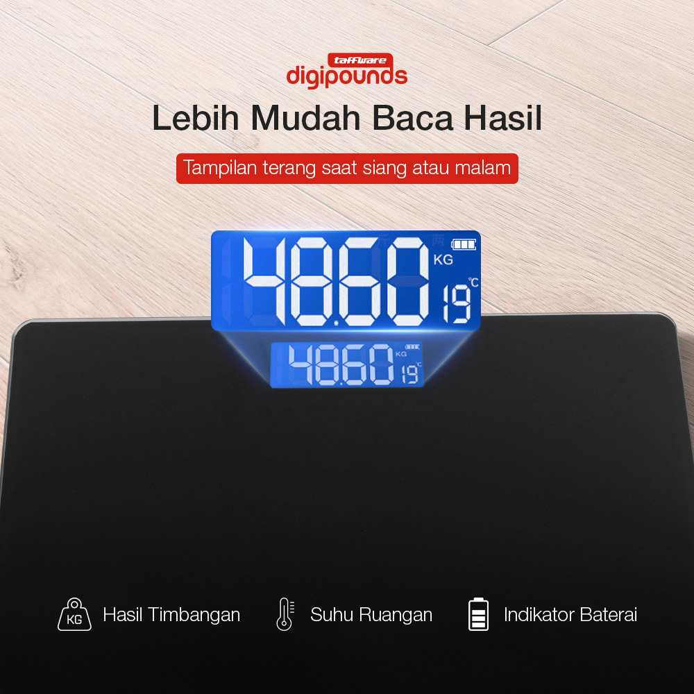 Gambar produk Taffware Digipounds Timbangan Badan Digital Scale Battery 0.05kg 180kg - SC-12 - 2