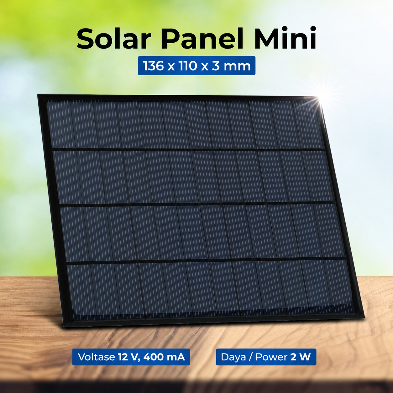 Gambar produk SolaBright Solar Panel Polycrystalline Modul DIY Power Bank 12V 2W - SN2 - Utama