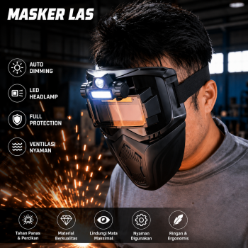 Metrion Masker Las Otomatis Auto Darkening Welding Mask Solar Headlamp - HL15
