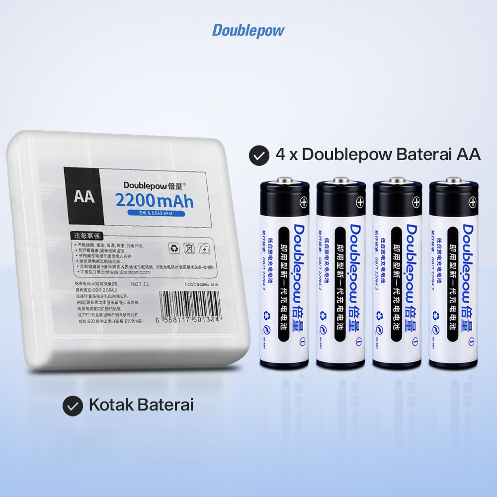 Gambar produk Doublepow Baterai Isi Ulang AA Ni-MH Button Top 2200mAh 1.2V 4 PCS - DP-AA780 - 8