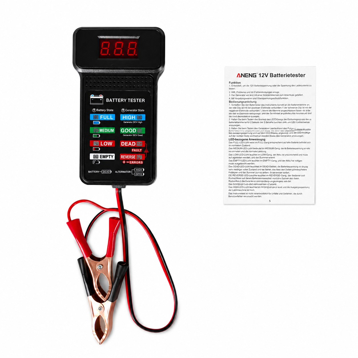 Gambar produk ANENG Tester Aki Mobil Digital Car Battery Indicator 12V with Clamp - BT172 - 7