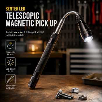 Gambar produk Senter LED Telescopic Flexible Magnetic Pick Up Flashlight Aluminium