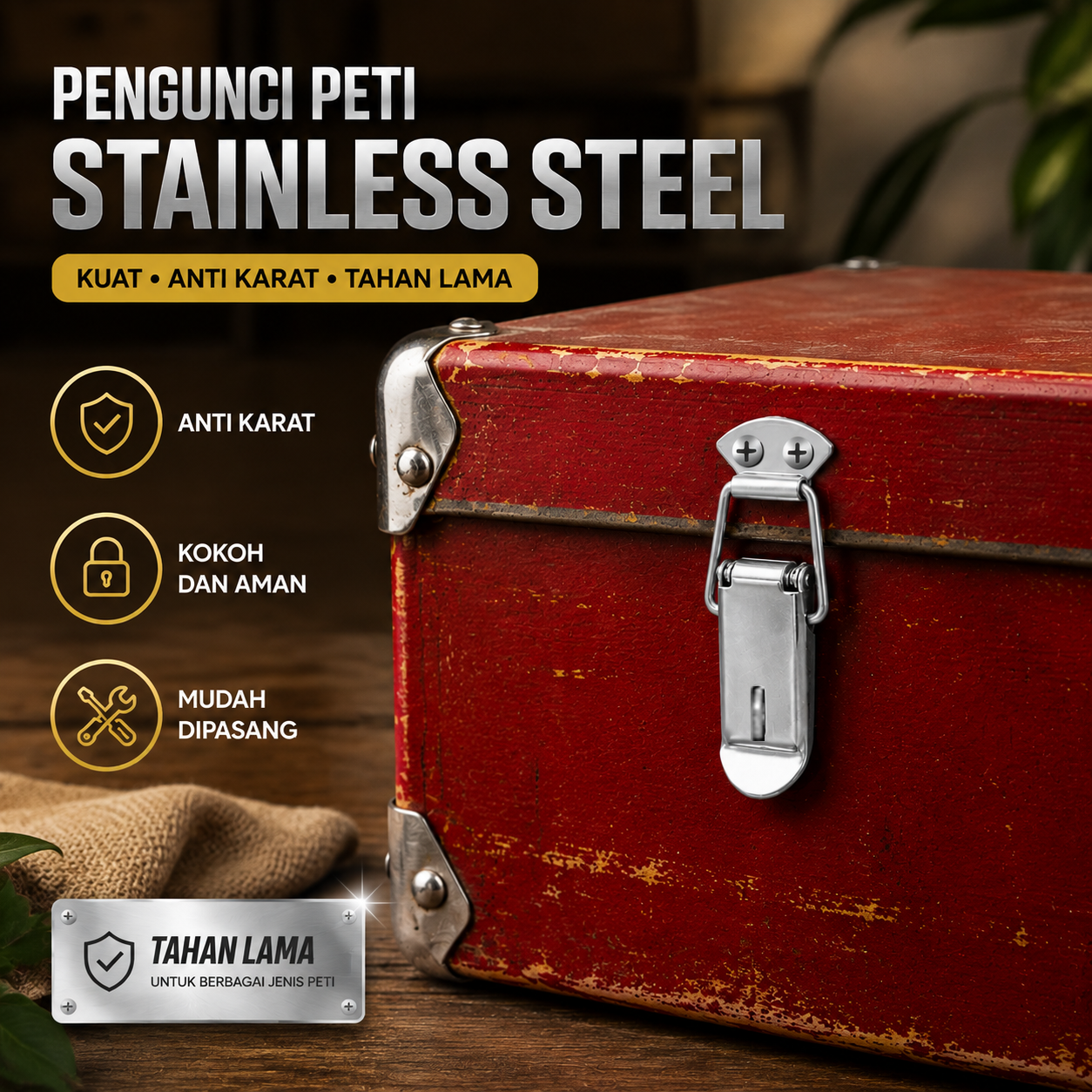 Gambar produk Taffware Kancing Kunci Kaitan Peti Kabinet Spring Lock Loaded Buckle - L104 - Utama