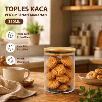 NETA Toples Kaca Penyimpanan Makanan with Bamboo Lid Storage Jar - INU54