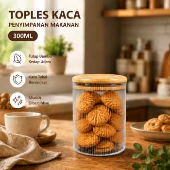 NETA Toples Kaca Penyimpanan Makanan With Bambo Lid Storage Jar - INU55