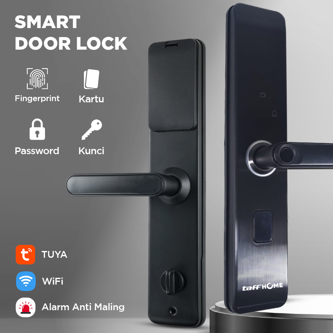 Gambar produk TaffHOME Smart Door Lock Tuya App Bluetooth Fingerprint Password - MJ1S - Utama
