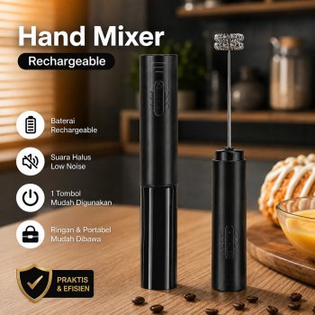 POEMY Hand Mixer Mini Pengocok Milk Frother Rechargeable 3 Speed - D08