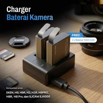 Gambar produk Charger Baterai Kamera PG1050 for EKEN H9 H9R SJCAM with Battery 2 PCS - AX-SJ4000SC