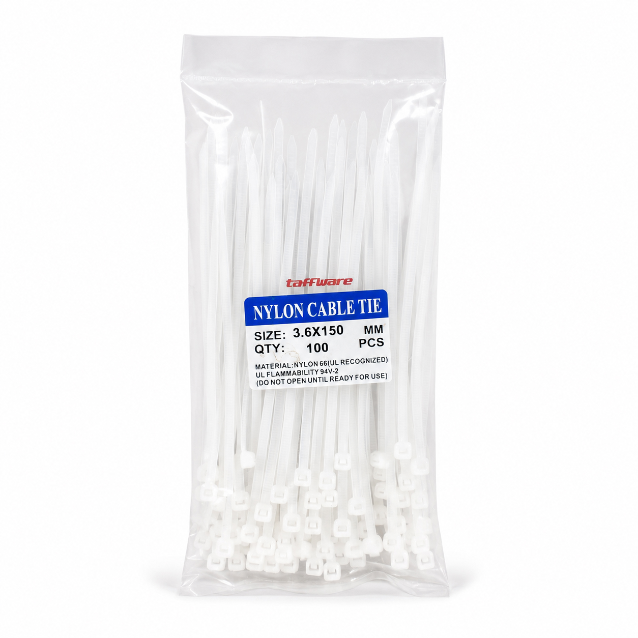 Gambar produk Taffware Kabel Ties Cable Nylon Multifunction 100 PCS 3.6x150mm - YQ835 - Kemasan