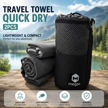 Megon Handuk Travel Quick Dry Portable Bath Towel 2PCS