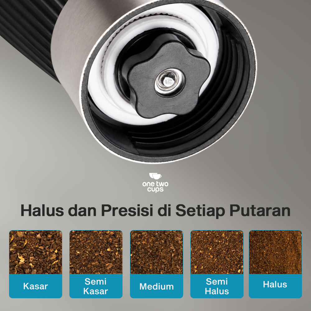 Gambar produk One Two Cups Alat Penggiling Kopi Manual Coffee Grinder 160ml - CF012 - 2
