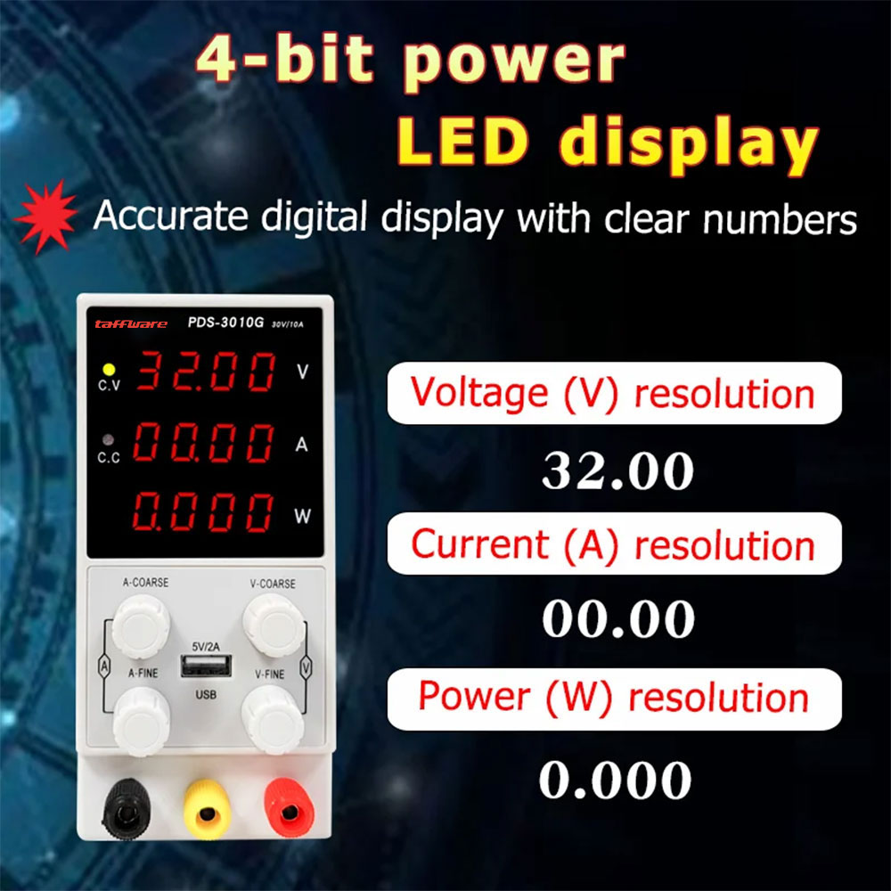 Gambar produk Taffware Power Supply Adjustable DC Digital Bench Power 30V 10A 300W - PDS-3010G - 4
