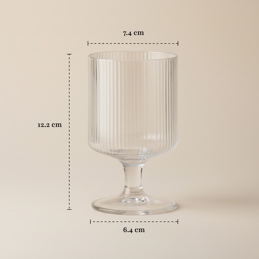 Gambar produk Dozzlor Gelas Kaca Aesthetic Pudding Vertical Stripe Glass 240ml - KT010 - 8