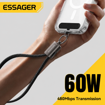 ESSAGER Kabel Charger USB Type C Lanyard Fast Charging 3A 60W 30cm - ES-X84
