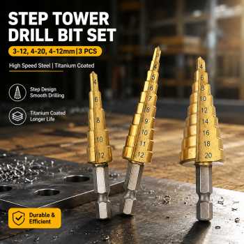 MORNYRAY Mata Bor Step Tower Cone Drill Bit HSS 3-12 4-20 4-12 3 PCS - MR8