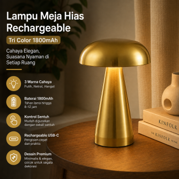TaffLED Lampu Meja Hias Touch LED USB Rechargeable Tri Color 1800mAh - PR-12