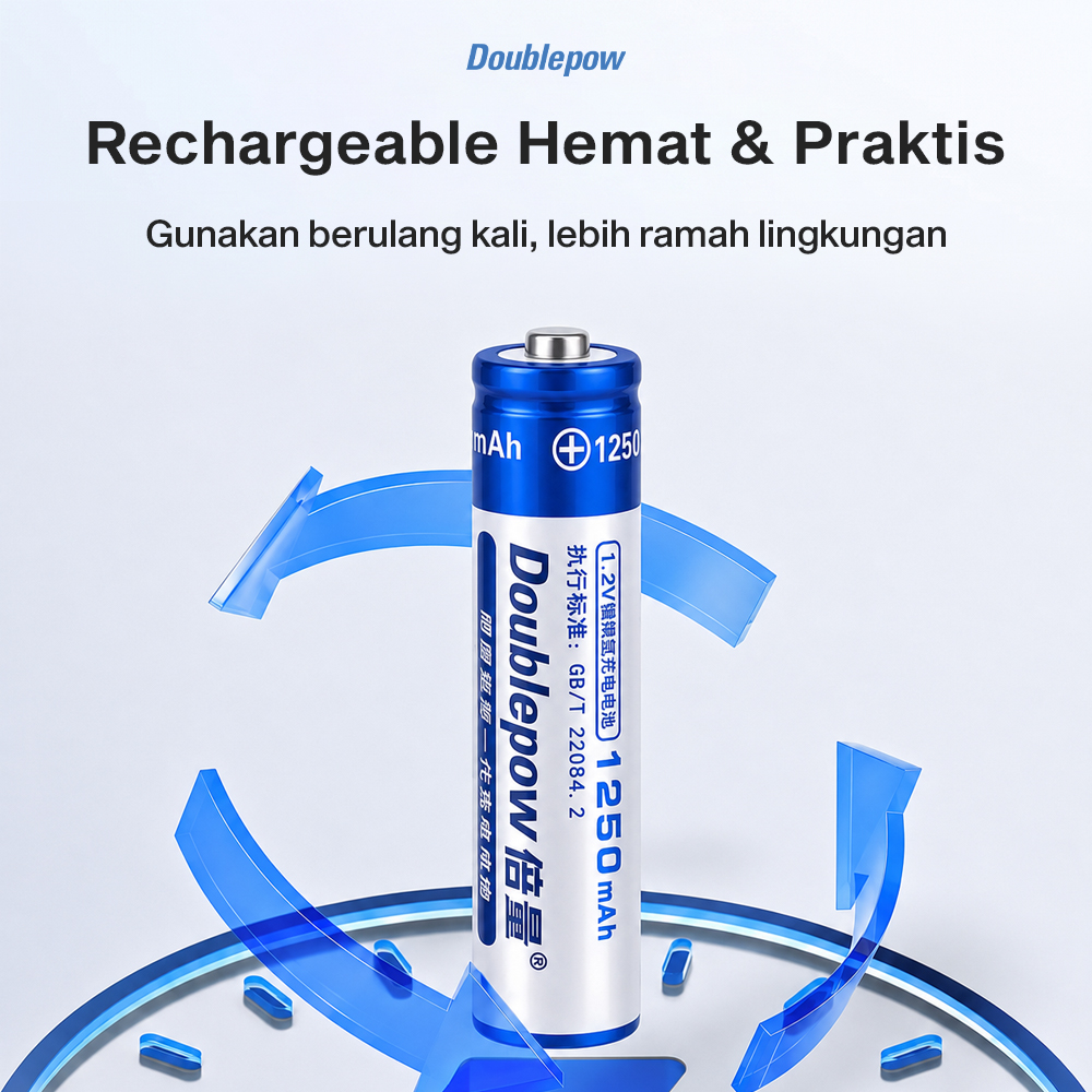 Gambar produk Doublepow Baterai Isi Ulang AAA Ni-MH Button Top 1250mAh 1.2V 2 PCS - 2