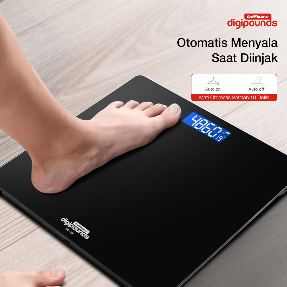 Gambar produk Taffware Digipounds Timbangan Badan Digital Scale Battery 0.05kg 180kg - SC-12 - 3