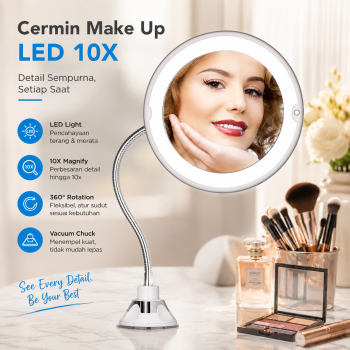 ORZ Cermin Make Up LED Magnification 10X Folding Suction Cup - CY021
