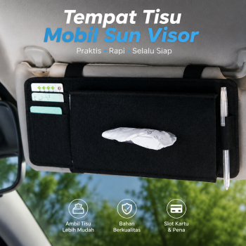 KKMOON Tempat Tisu Mobil Gantung Sun Visor Tissue Box with Card Holder - EA25