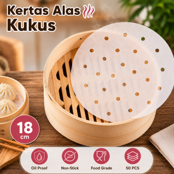 STRIM Kertas Alas Kukus Dimsum Bakpau Food Grade Non Stick 50 PCS - BK-10
