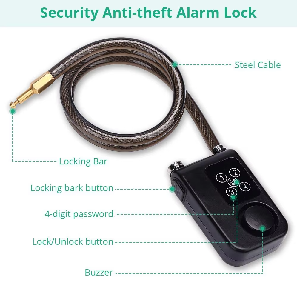 Gambar produk Zecure Gembok Sepeda Elektrik Anti Maling Alarm Lock 4Digit with Remot - Y787R - 4