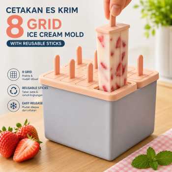 FUNDA Cetakan Es Krim 8 Grid Ice Cream Mold with Reusable Sticks - JS250