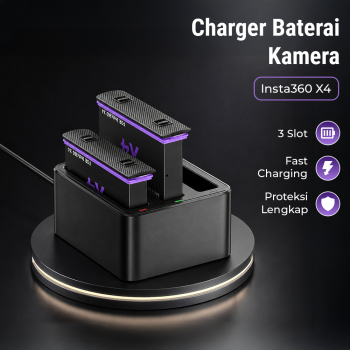 Gambar produk SUPTIG Charger Baterai Kamera 3 Slot Fast Charging for Insta360 X4 - CH3-X4-01