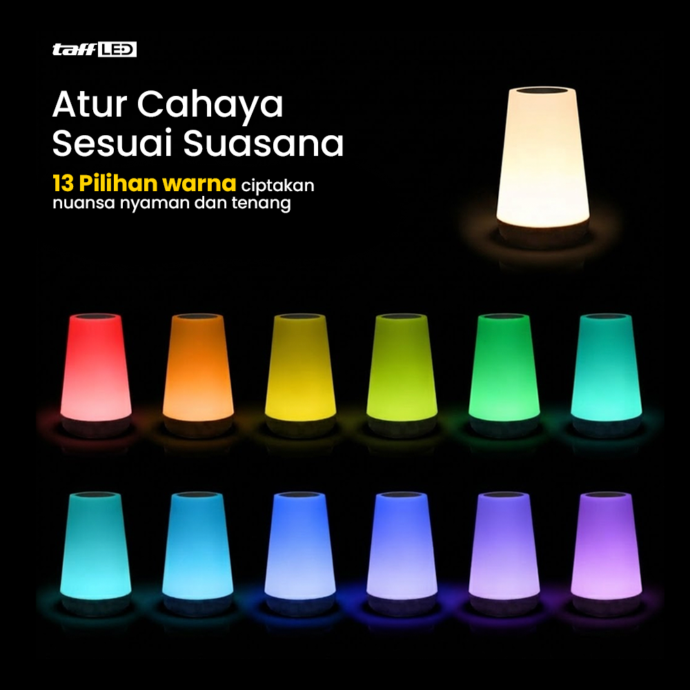 Gambar produk TaffLED Lampu Tidur Table Lamp LED Rechargeable 1200mAh RGB 1.6W - XTZ-5A - 1
