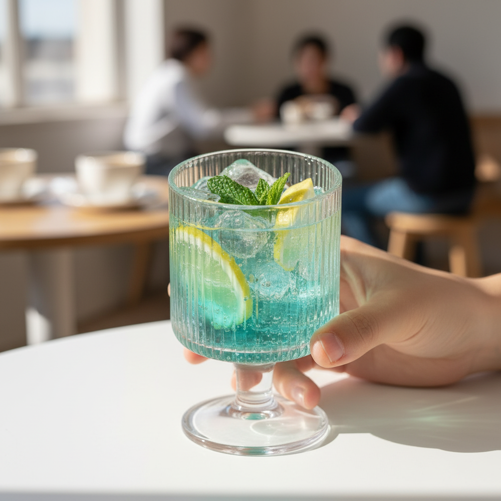 Gambar produk Dozzlor Gelas Kaca Aesthetic Pudding Vertical Stripe Glass 240ml - KT010 - 2